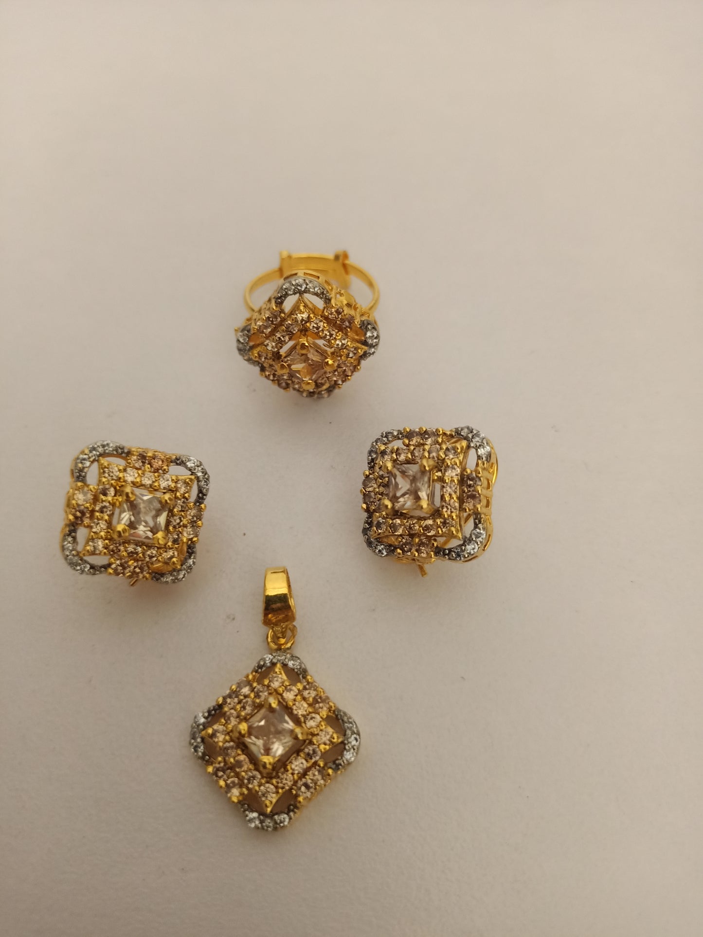 zircon gold plated locket set